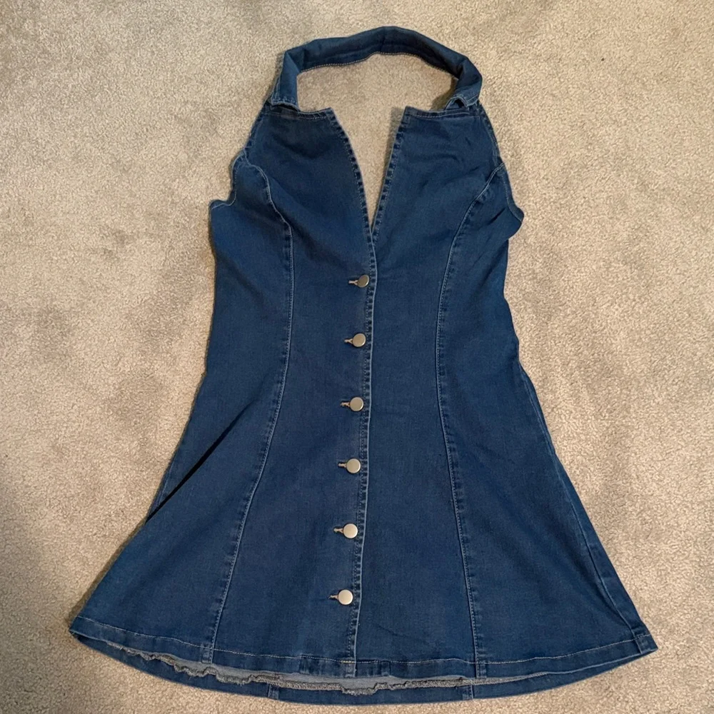 Forever 21 Blue Denim Halter Dress - Picture 1 of 3